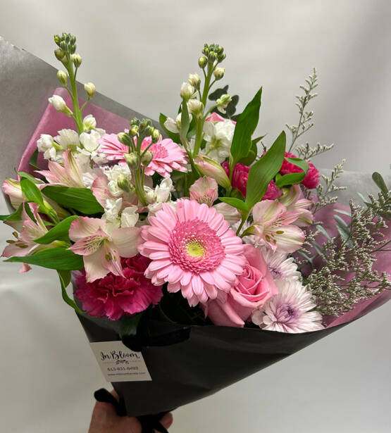a pink floral bouquet
